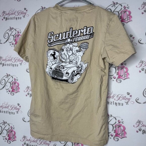Puma Ferrari tshirt tan sand graphic racing logo car Ferrari white black white - Picture 2 of 10